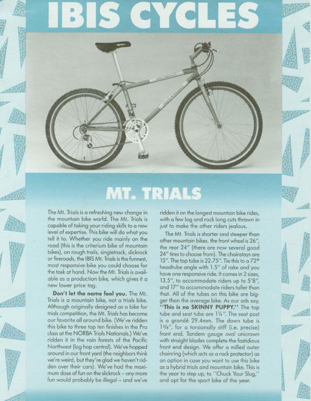 Ibis 1989 Dealer Catalog - Mt Trials