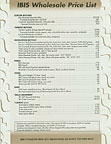 Ibis 1989 Wholesale Price List