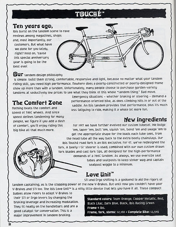 1997 Ibis Catalog - Touche Tandem