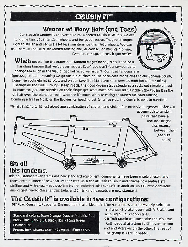 1997 Ibis Catalog - Cousin It Tandem