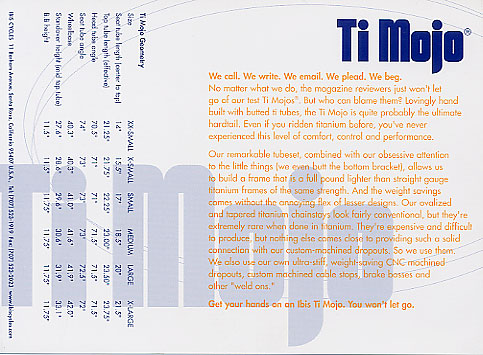 1999 Ibis Ti Mojo - back