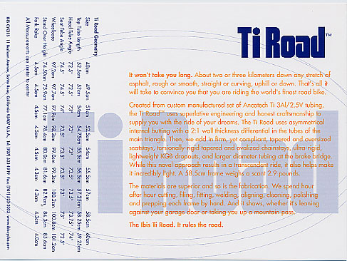 1999 Ibis Ti Road - back