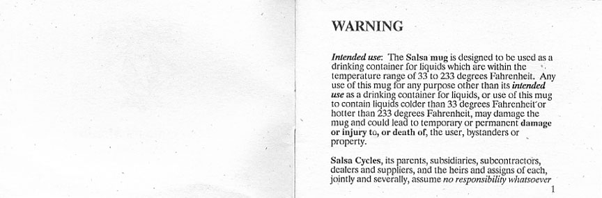 Salsa Mug Owner's Manual -  pg 1