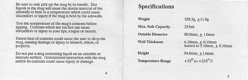 Salsa Mug Owner's Manual - pg 4 & 5