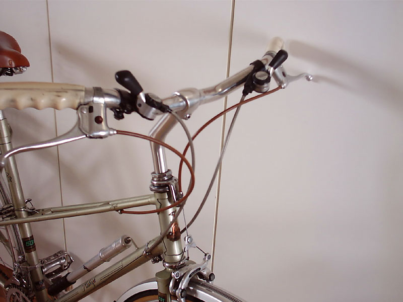 Raleigh Mixte - headtube & shifter detail