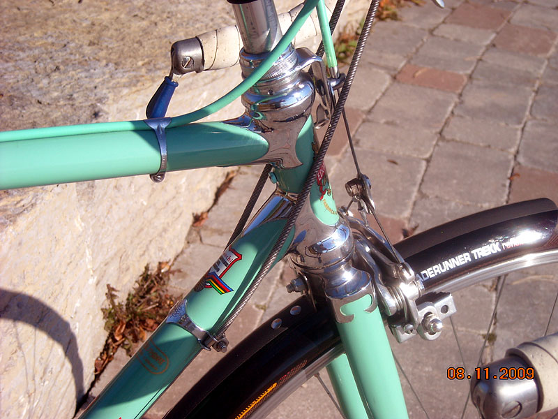 Bianchi Specialissima - front end detail with chromed lugs